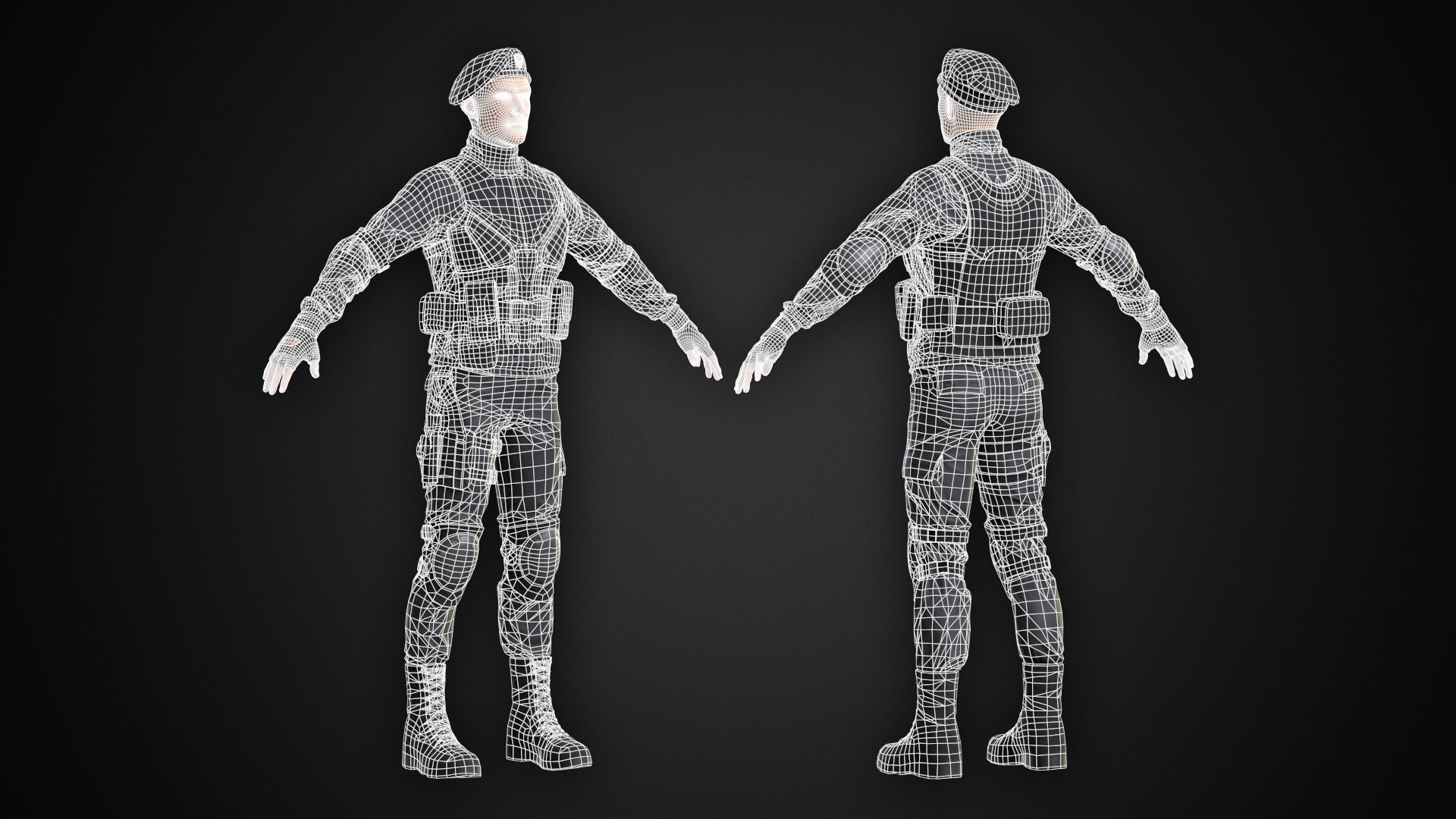 Military Spy Low-poly 3D model_5