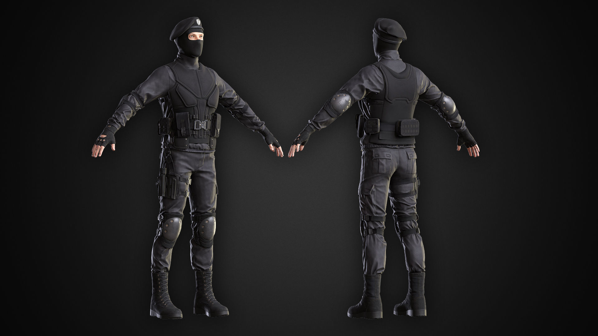 Military Spy Low-poly 3D model_4