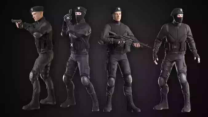 Military Spy Low-poly 3D model