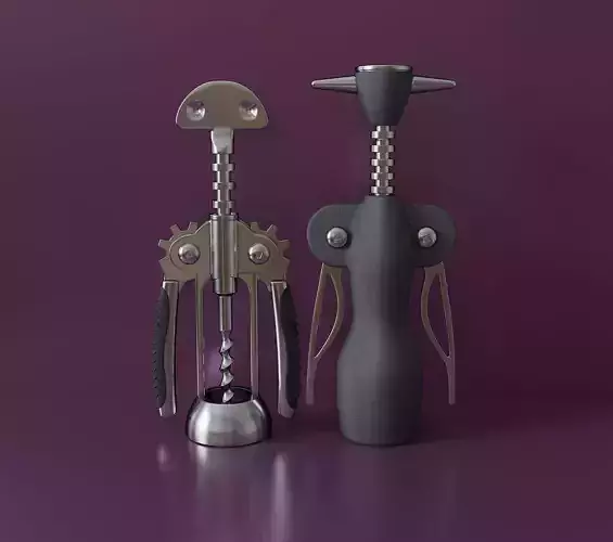 Two different wine corkscrews 3D model