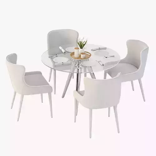 Tonelli Unity Round Glass Dining Table and Chair Set
