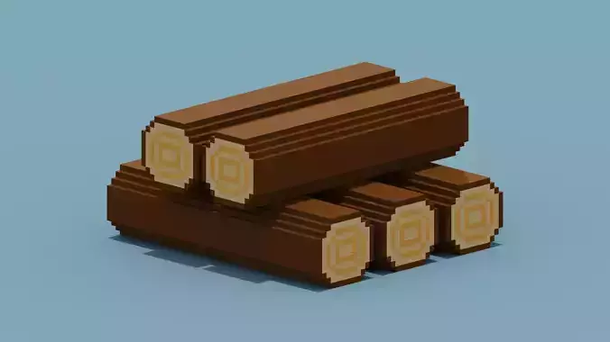 Voxel Wood Low-poly 3D model
