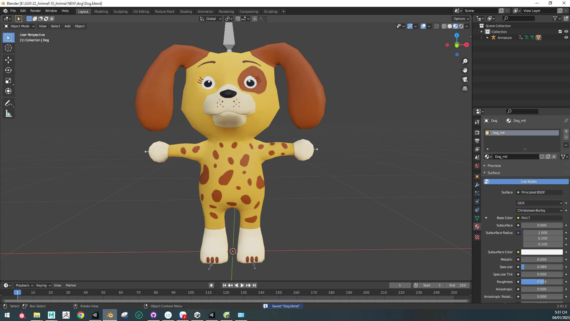 Character005 Animated Dog 3D Low-poly 3D model_5