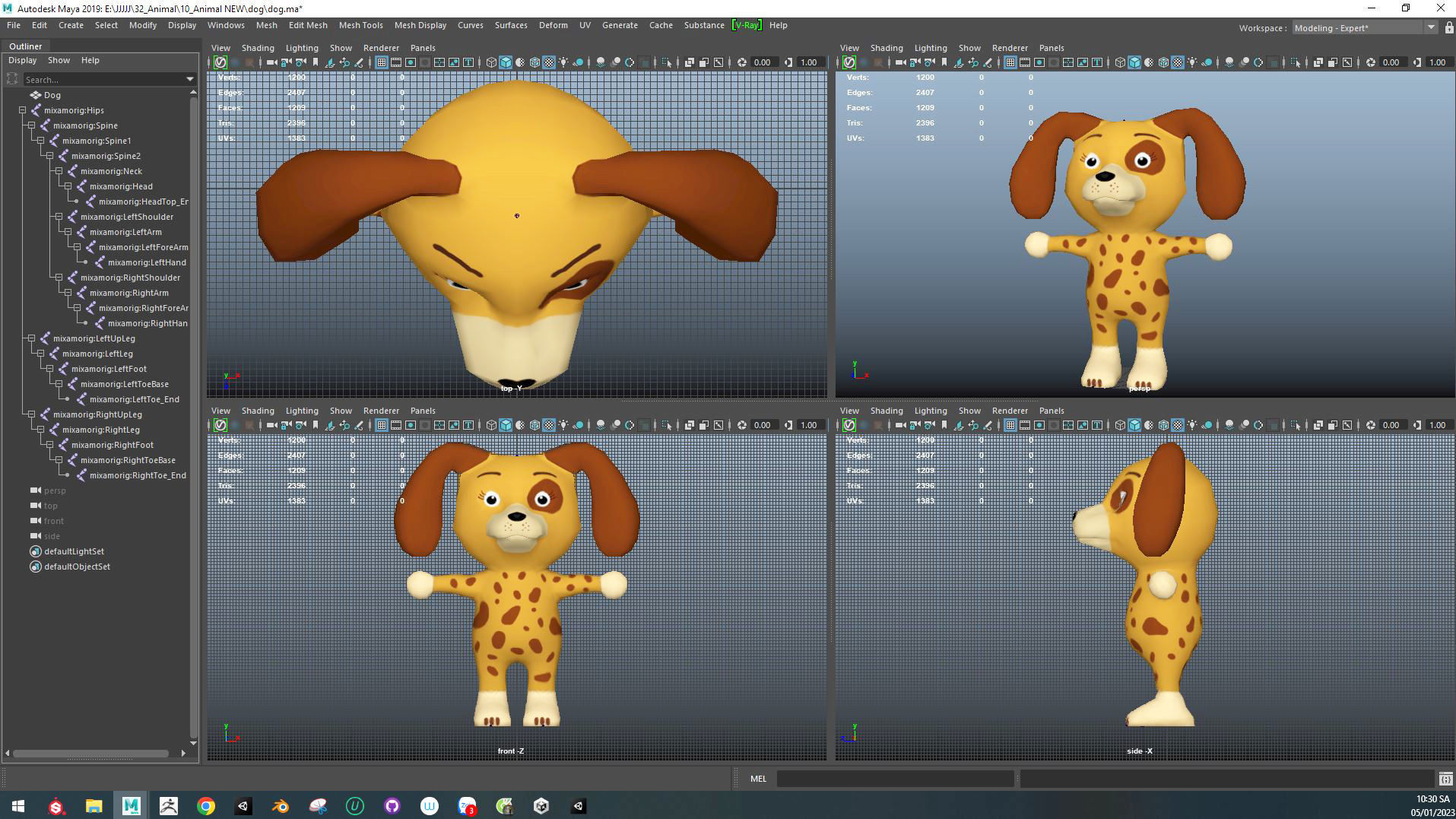 Character005 Animated Dog 3D Low-poly 3D model_6