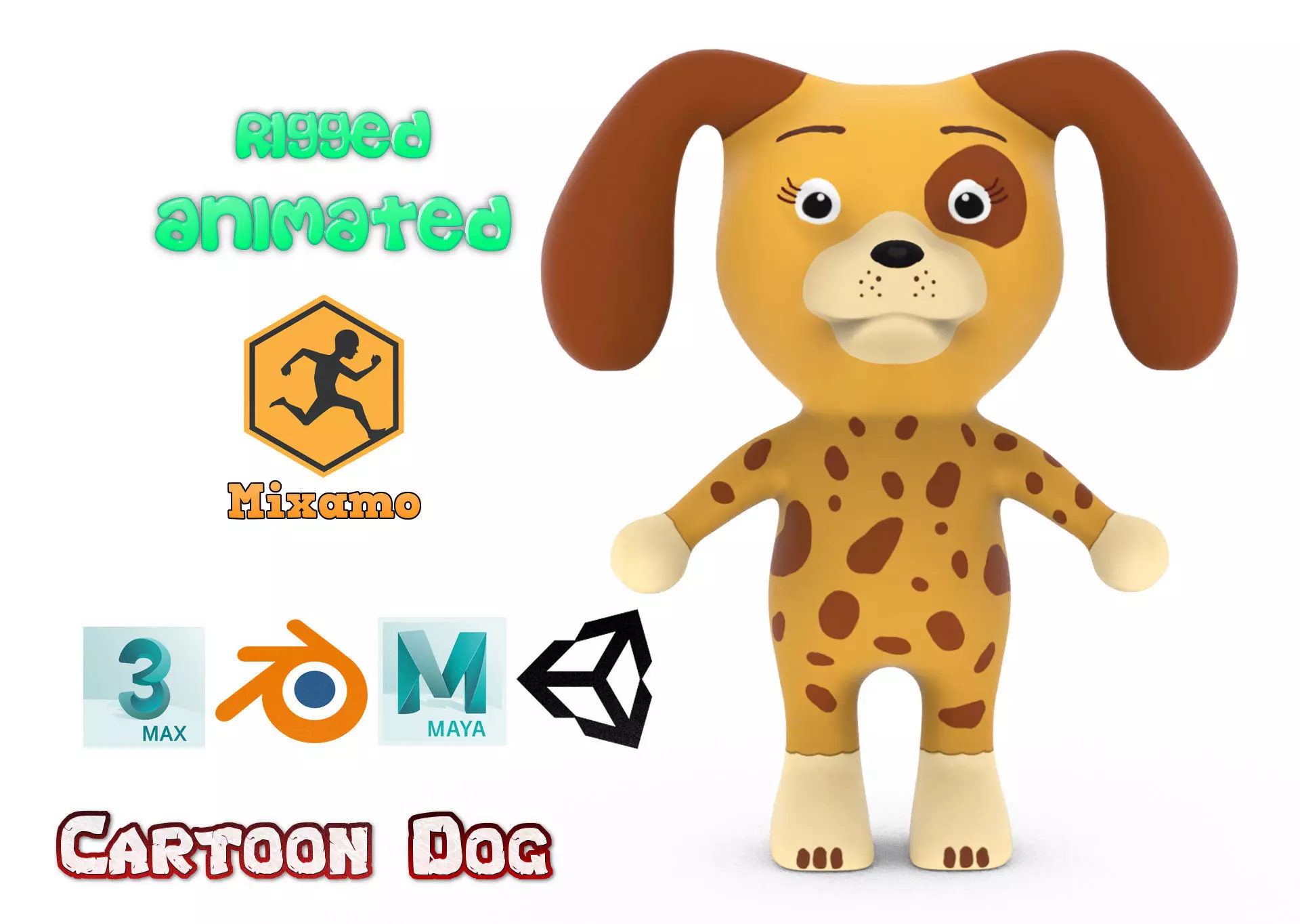 Character005 Animated Dog 3D Low-poly 3D model_0