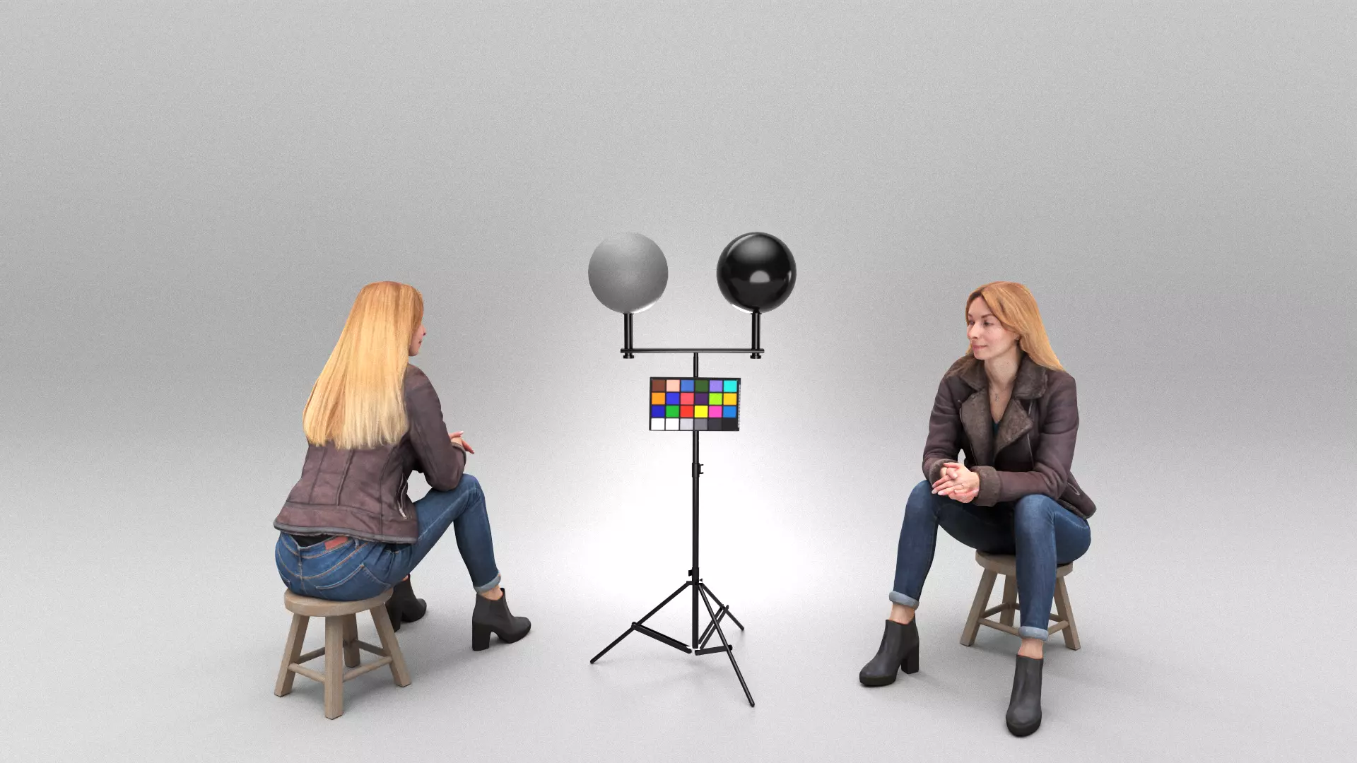 Cute woman in street style sitting 384 Low-poly 3D model_0