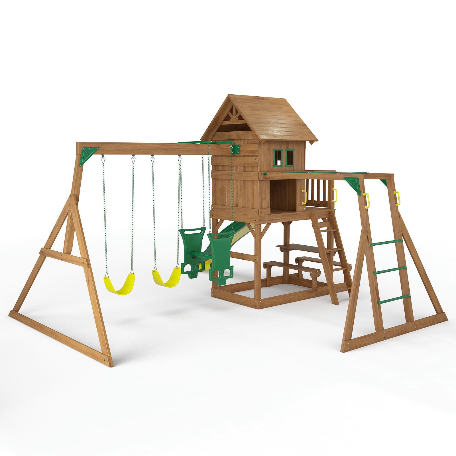Springboro Wooden Swing Set 3D model_5