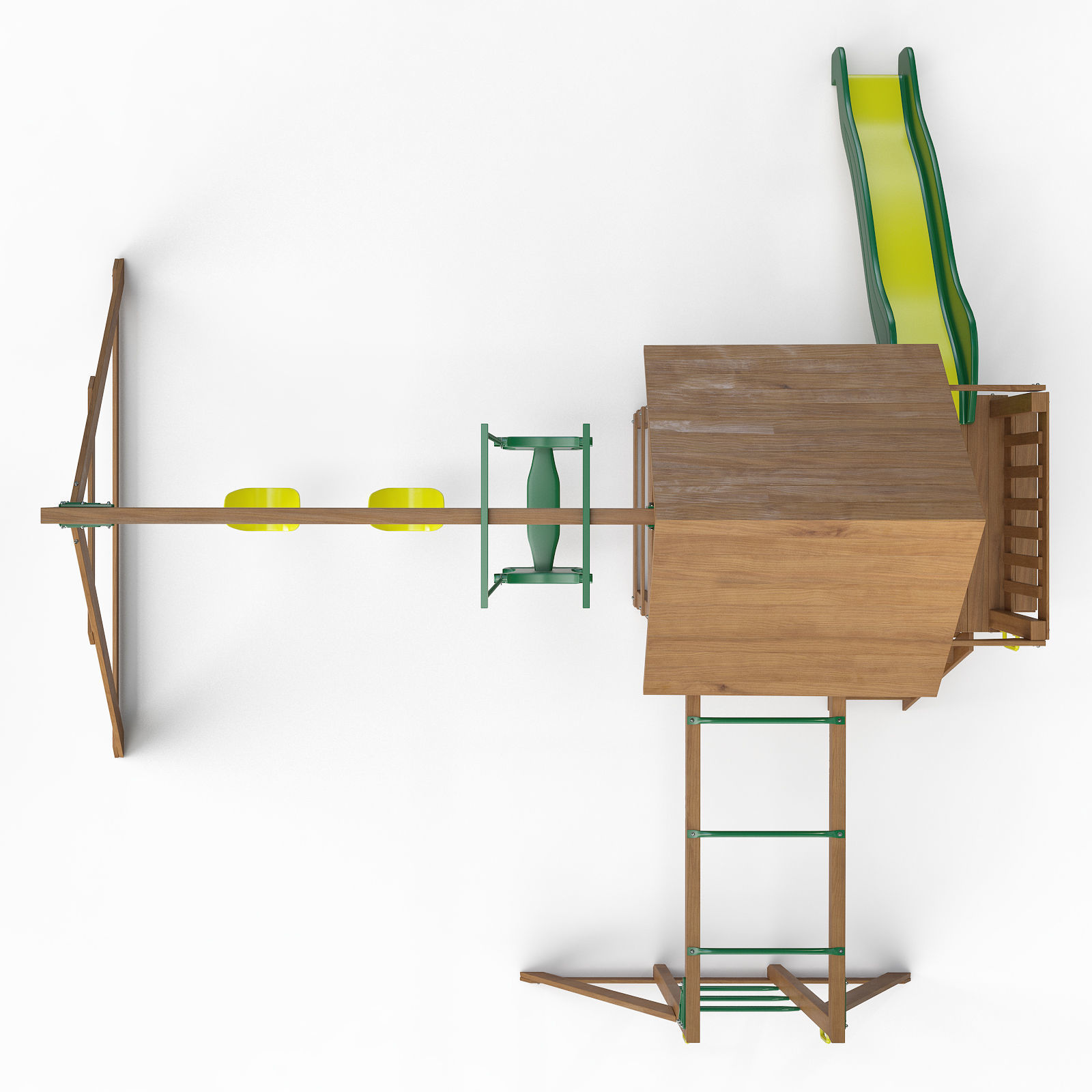 Springboro Wooden Swing Set 3D model_4