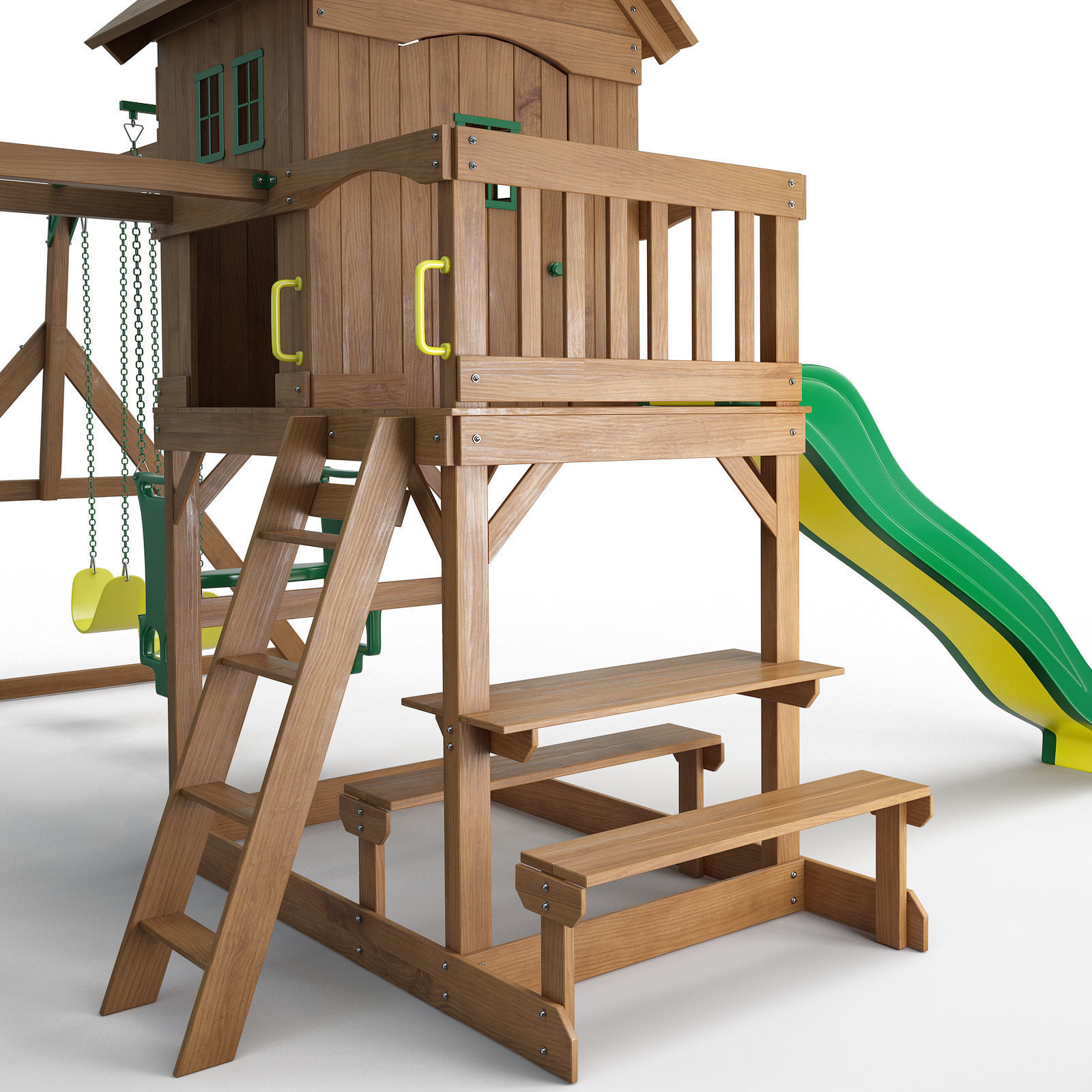 Springboro Wooden Swing Set 3D model_2