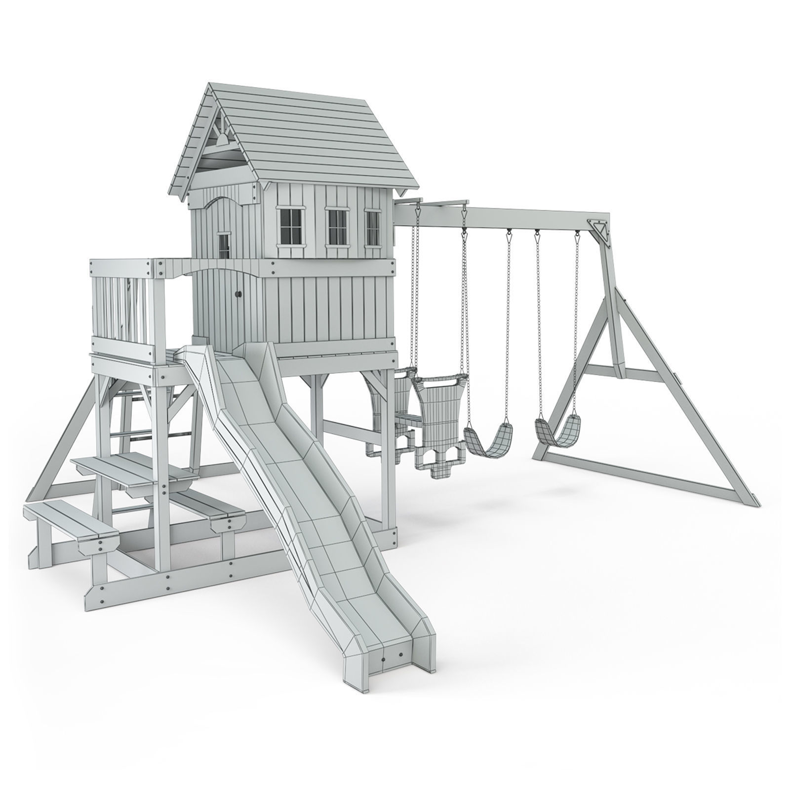 Springboro Wooden Swing Set 3D model_6