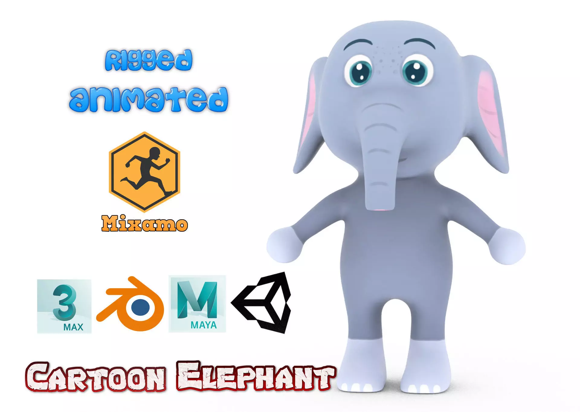 Character006 Animated Elephant 3D Low-poly 3D model_0