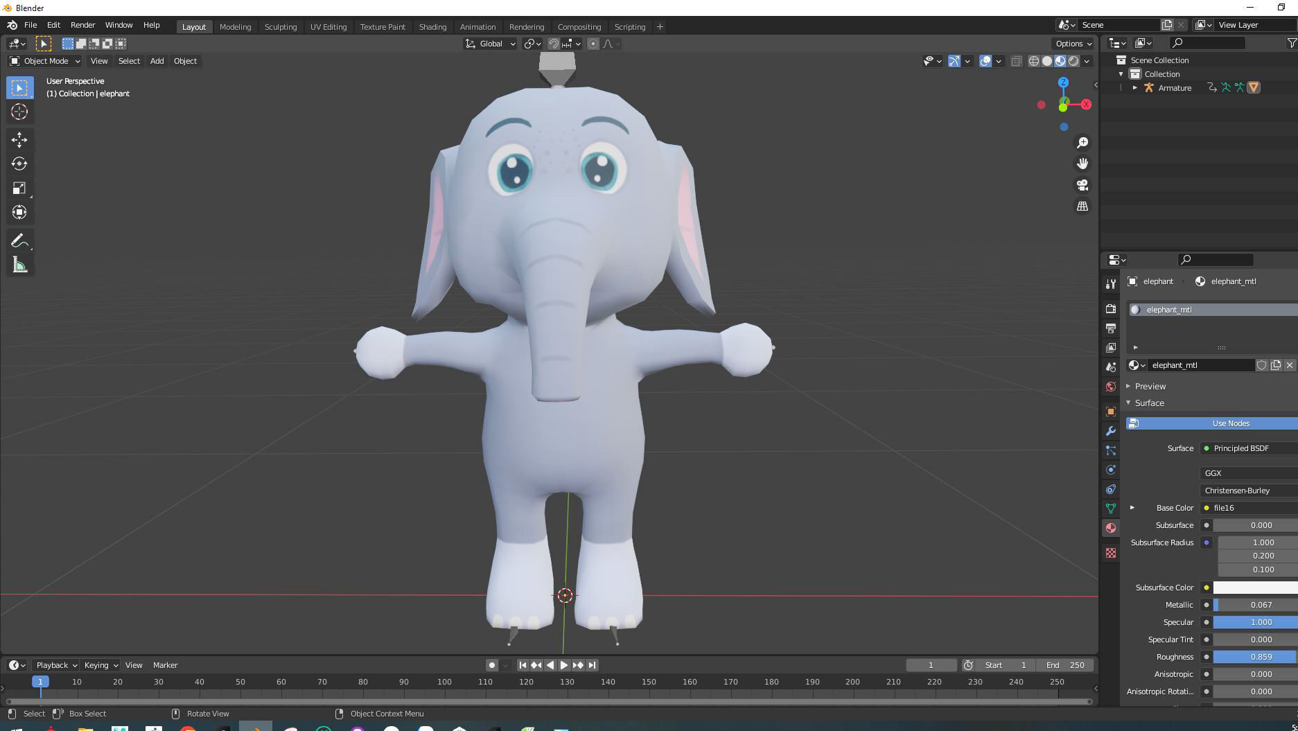 Character006 Animated Elephant 3D Low-poly 3D model_6