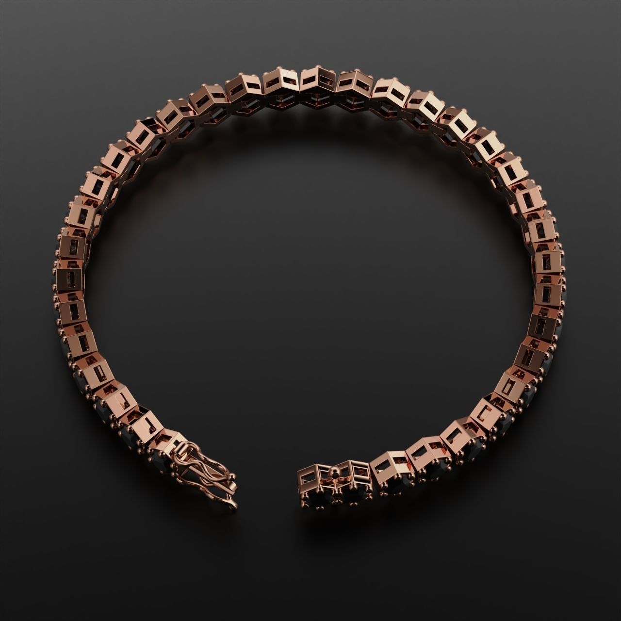 Hexagon Tennis Braclet 4mm Round Gem 3D print model_6