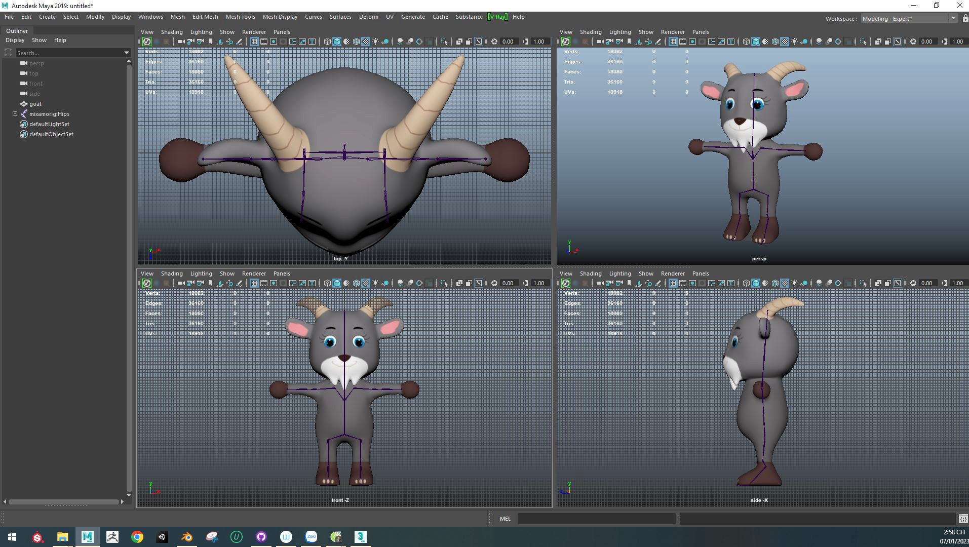 Character007 Animated Goat 3D Low-poly 3D model_4