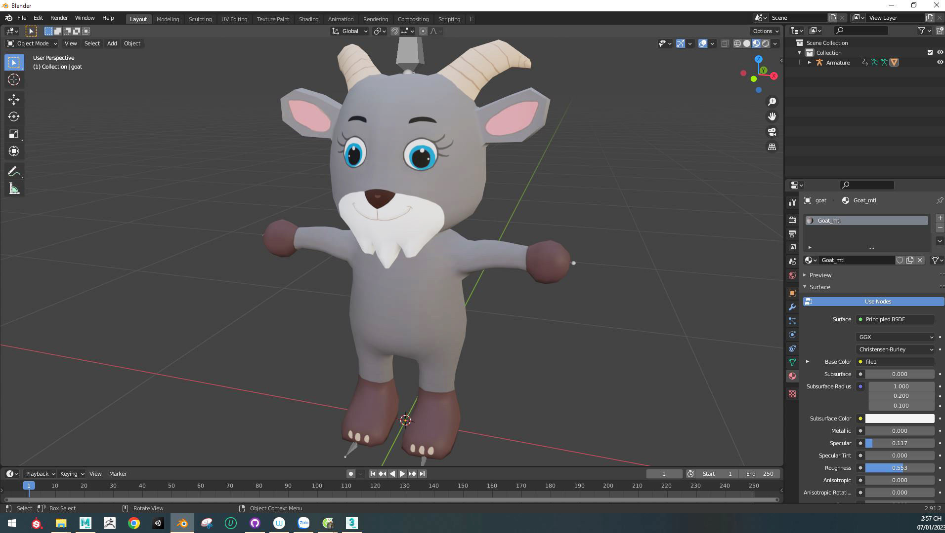 Character007 Animated Goat 3D Low-poly 3D model_6