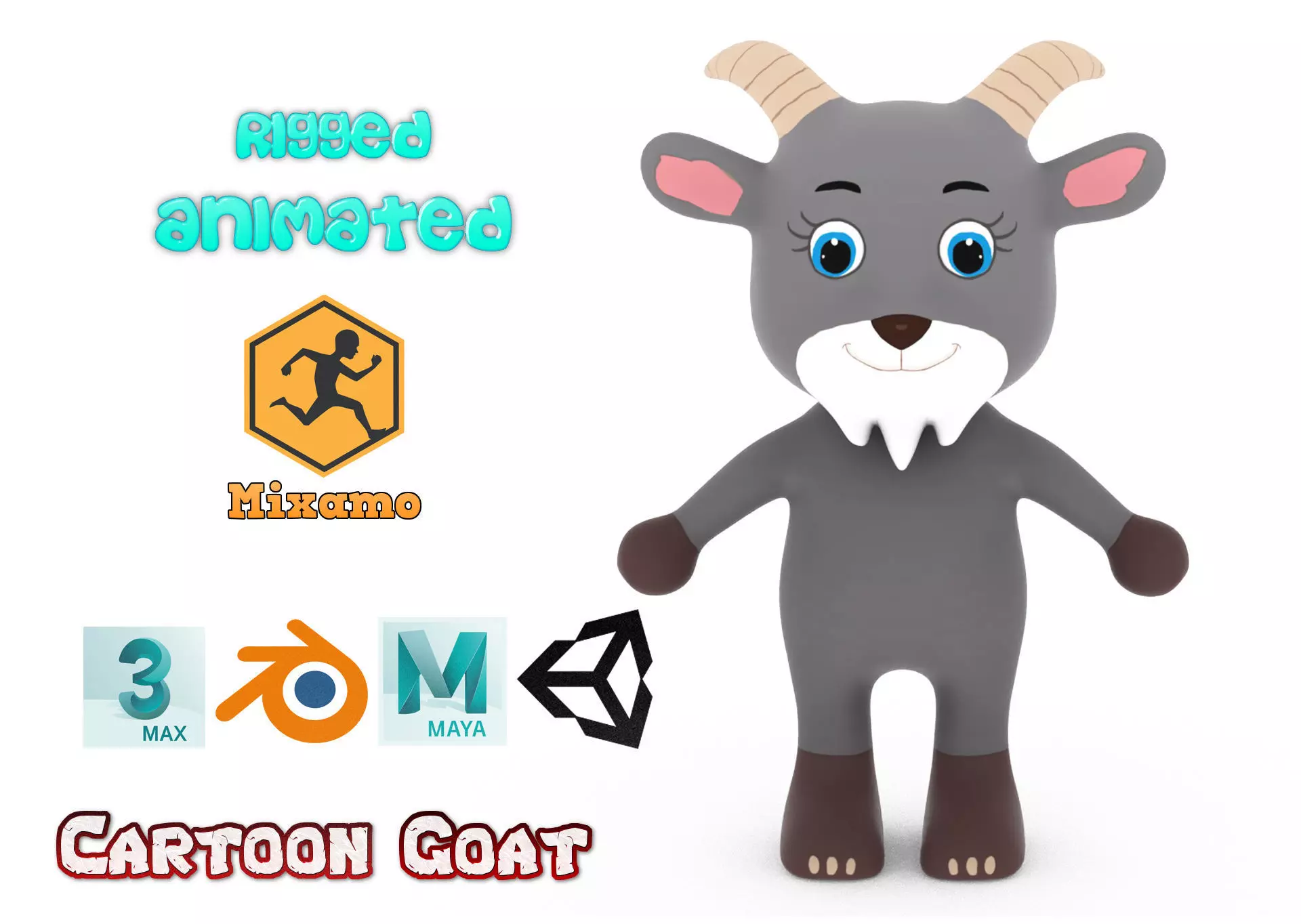 Character007 Animated Goat 3D Low-poly 3D model_0