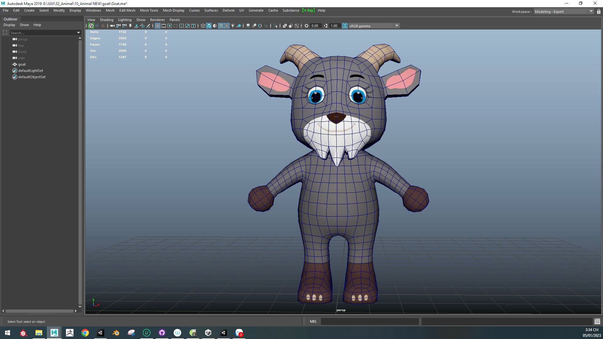 Character007 Animated Goat 3D Low-poly 3D model_7