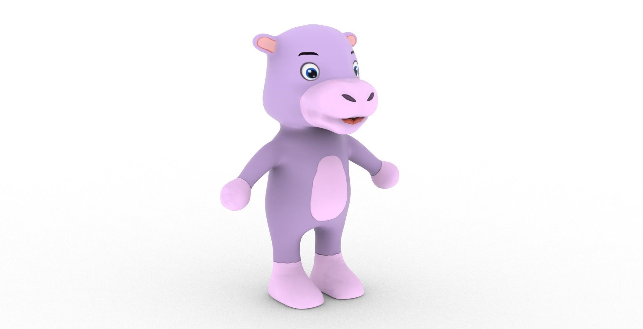 Character008 Animated Hippo 3D Low-poly 3D model_25