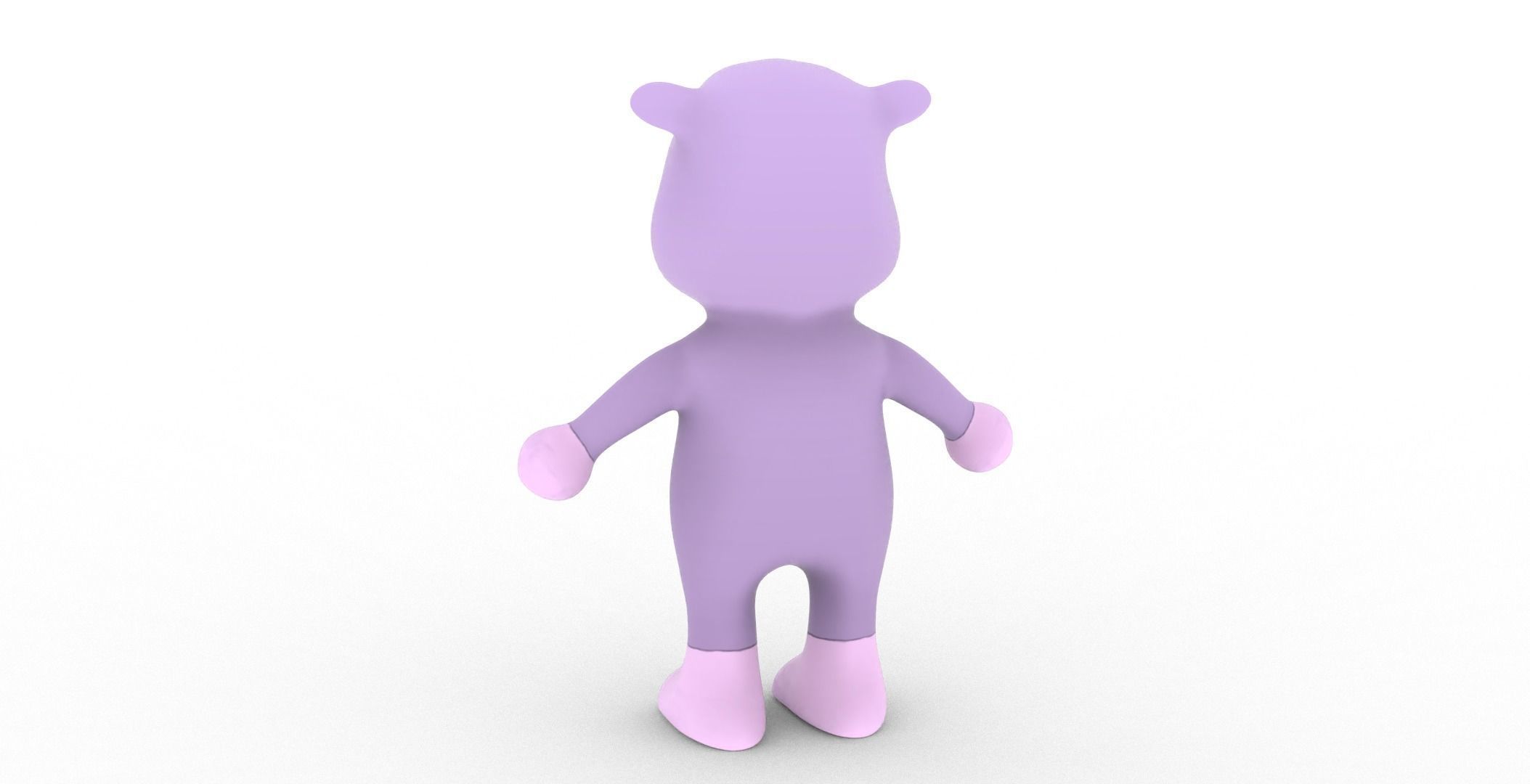 Character008 Animated Hippo 3D Low-poly 3D model_17