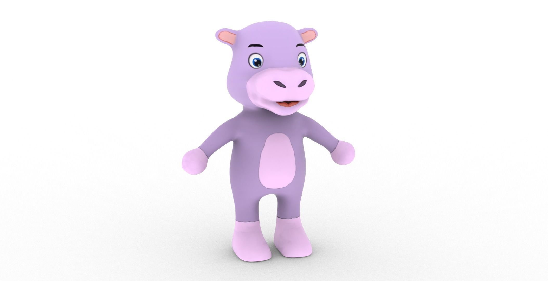 Character008 Animated Hippo 3D Low-poly 3D model_19