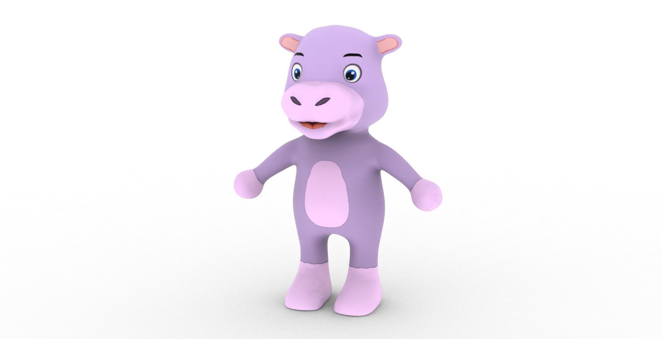 Character008 Animated Hippo 3D Low-poly 3D model_10