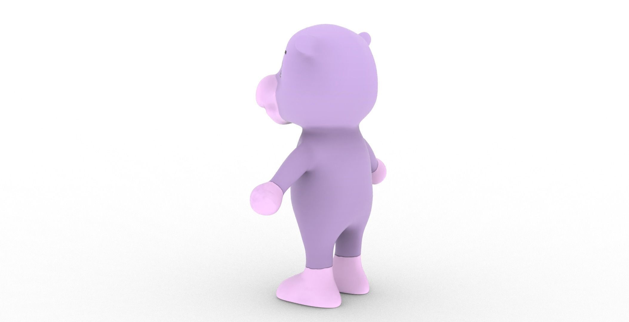Character008 Animated Hippo 3D Low-poly 3D model_22