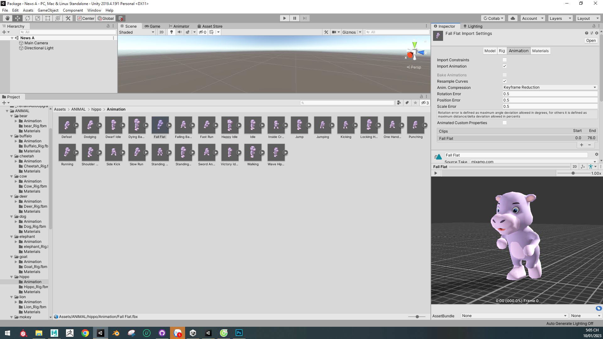 Character008 Animated Hippo 3D Low-poly 3D model_5