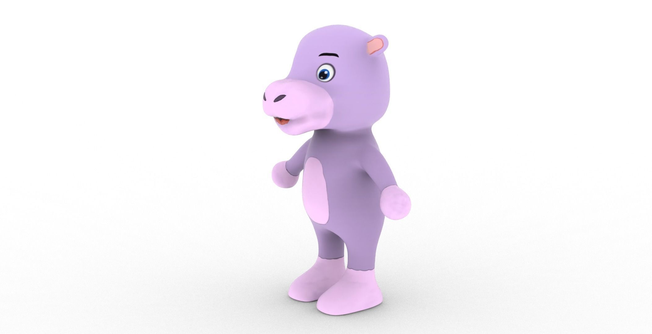 Character008 Animated Hippo 3D Low-poly 3D model_11