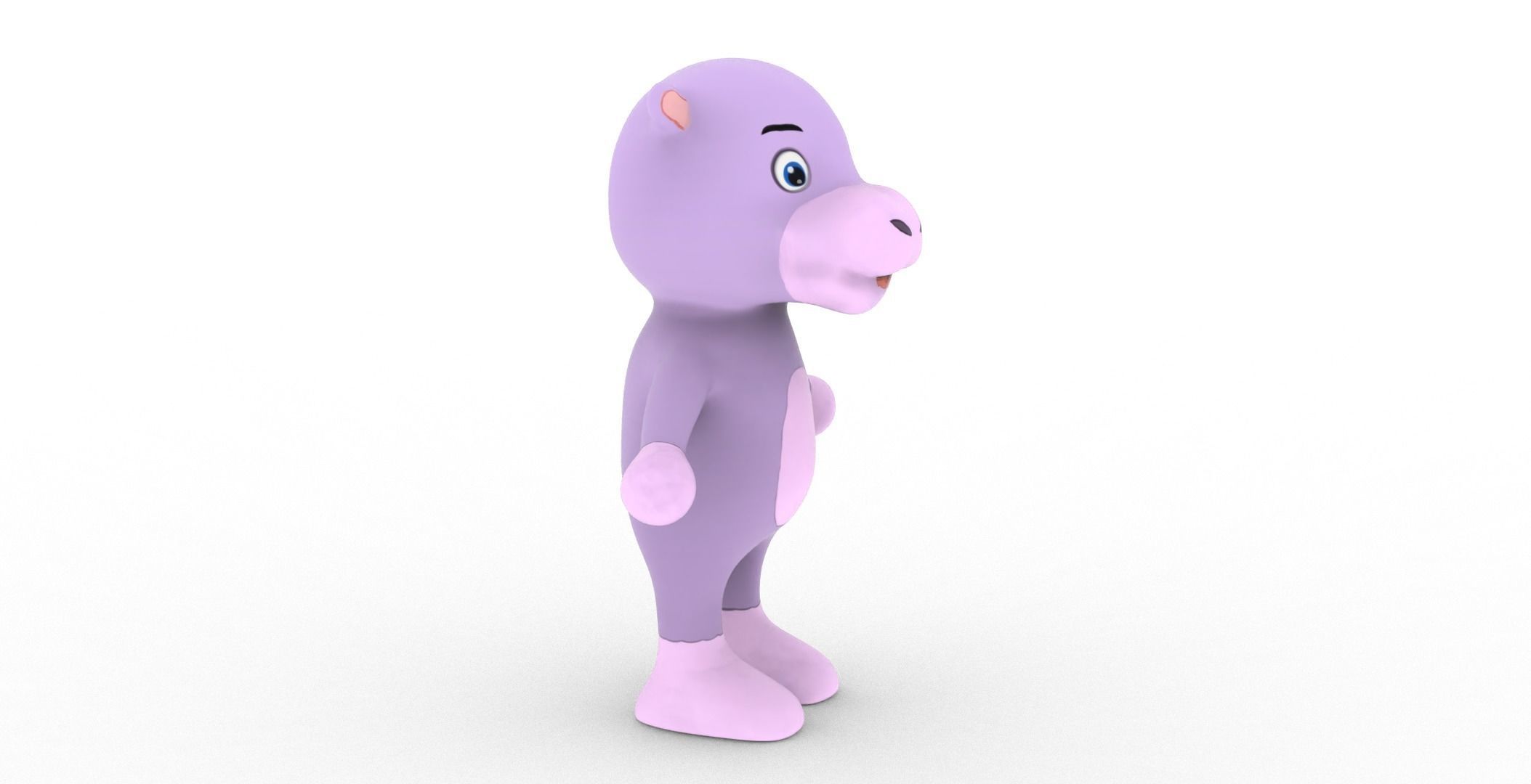 Character008 Animated Hippo 3D Low-poly 3D model_28