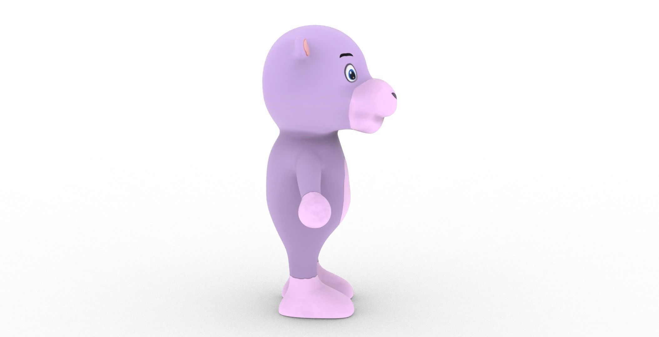 Character008 Animated Hippo 3D Low-poly 3D model_21
