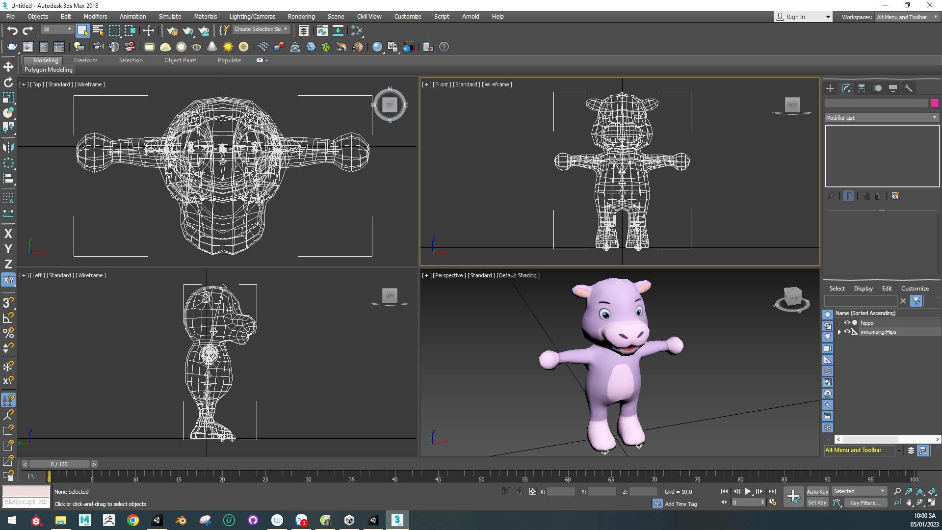 Character008 Animated Hippo 3D Low-poly 3D model_6