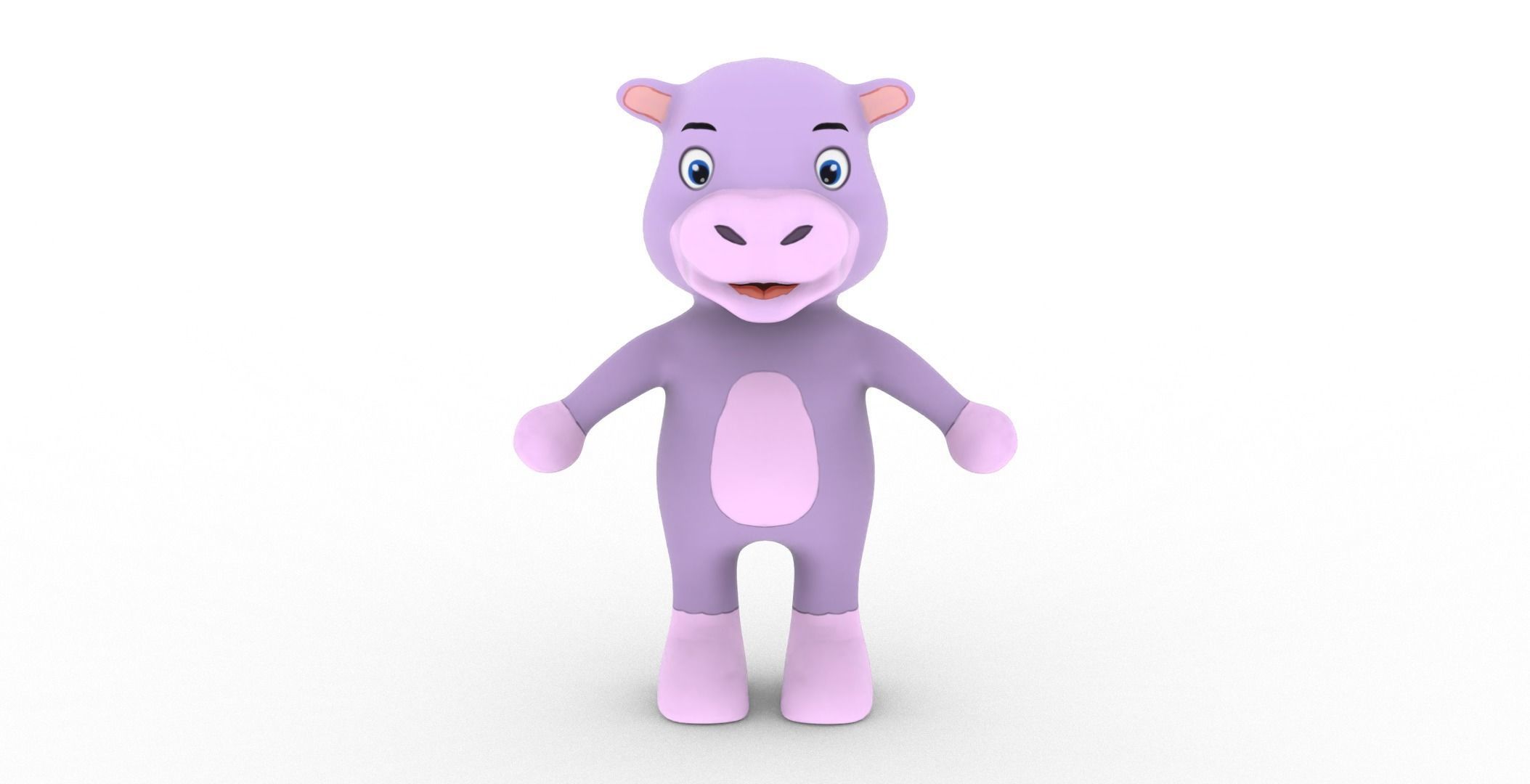 Character008 Animated Hippo 3D Low-poly 3D model_15