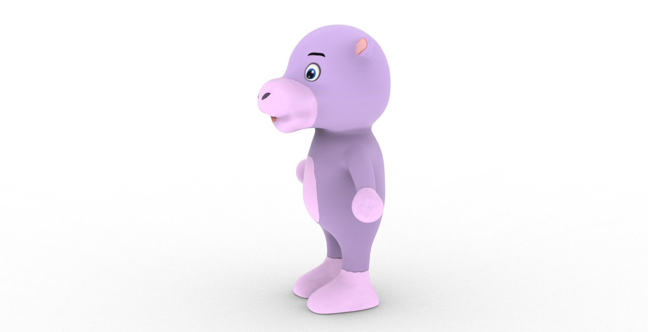 Character008 Animated Hippo 3D Low-poly 3D model_29