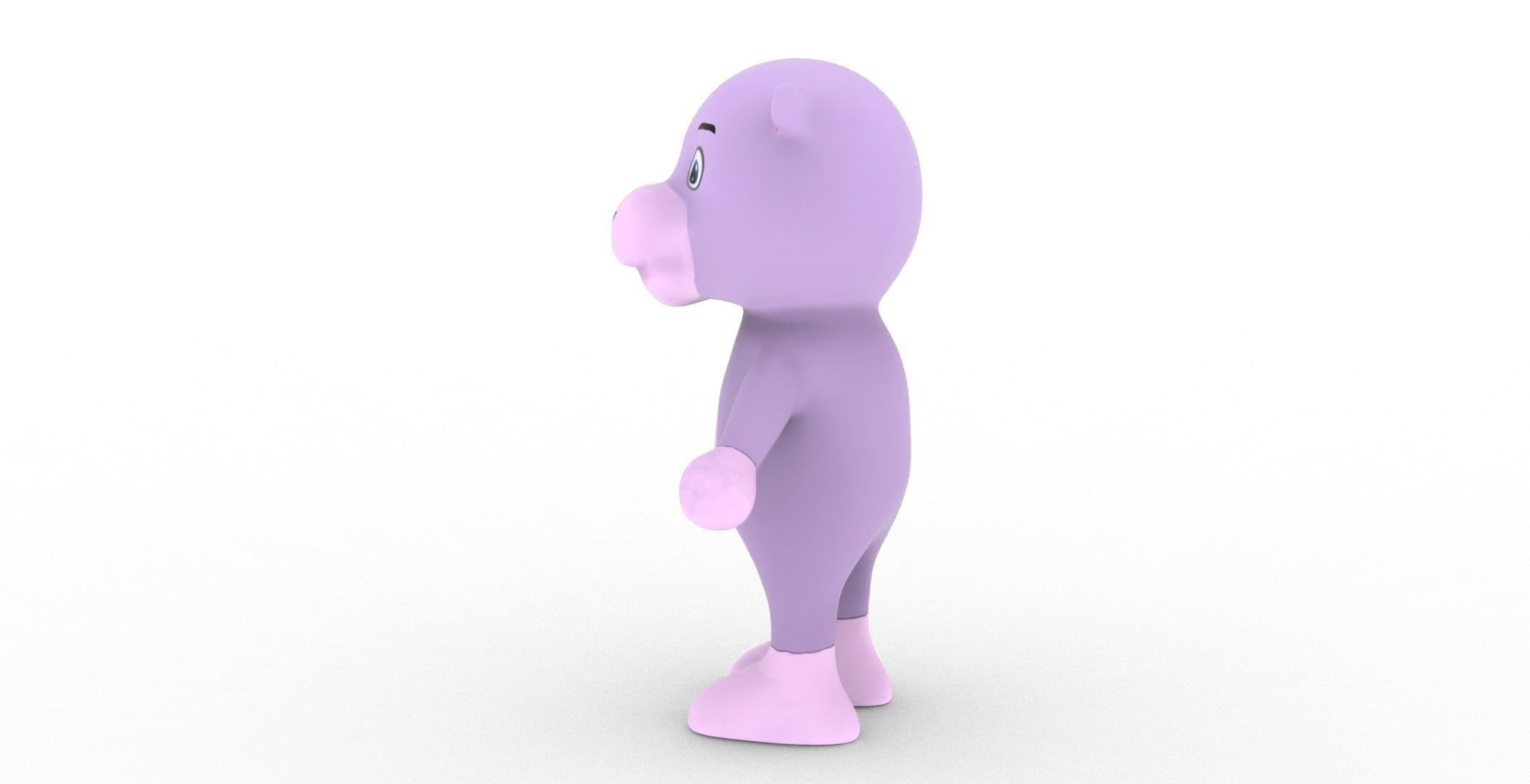 Character008 Animated Hippo 3D Low-poly 3D model_20