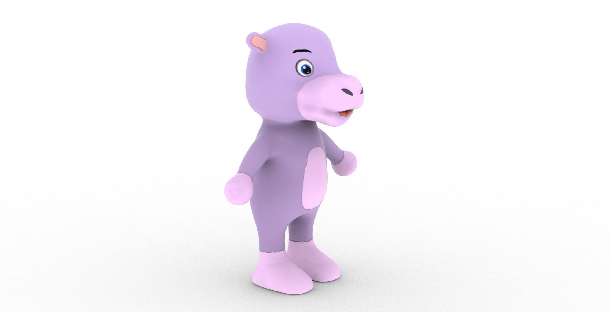 Character008 Animated Hippo 3D Low-poly 3D model_23