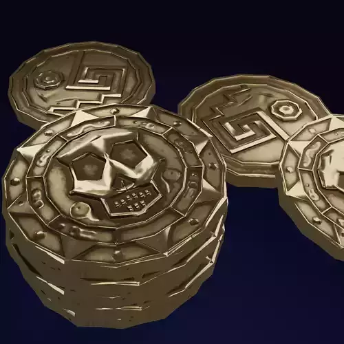 The cursed gold coin PBR low-poly game ready