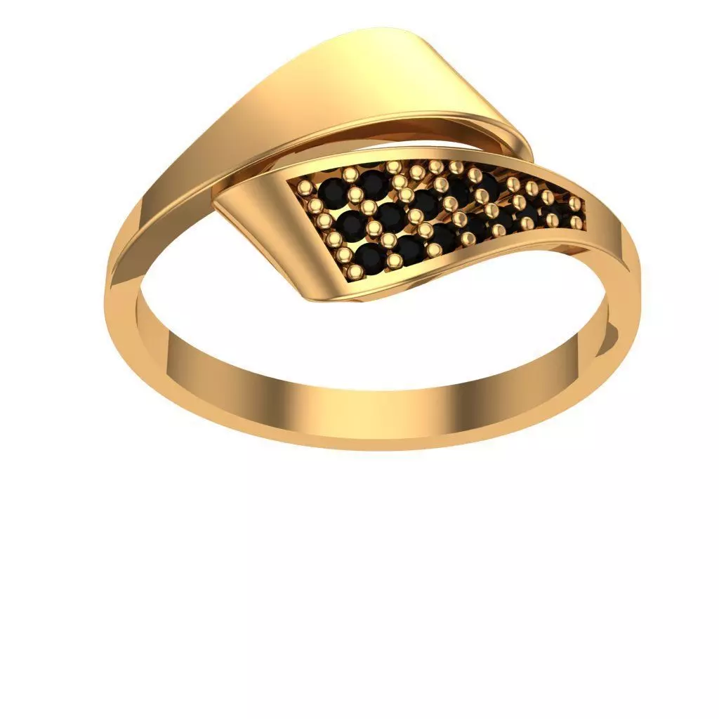 Ringd gold ring with diamonds 3D print model_0
