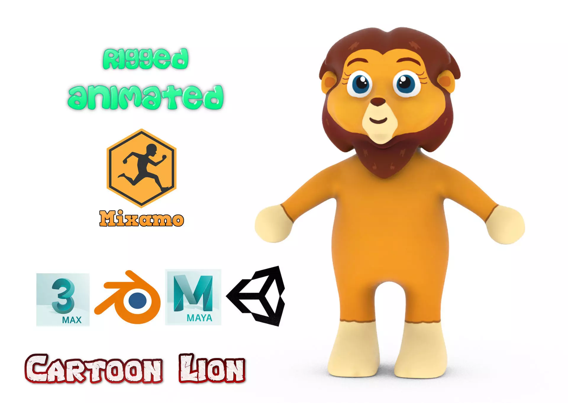 Character009 Animated Lion 3D Low-poly 3D model_0