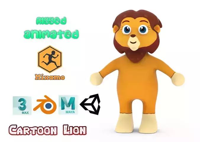 Character009 Animated Lion 3D Low-poly 3D model