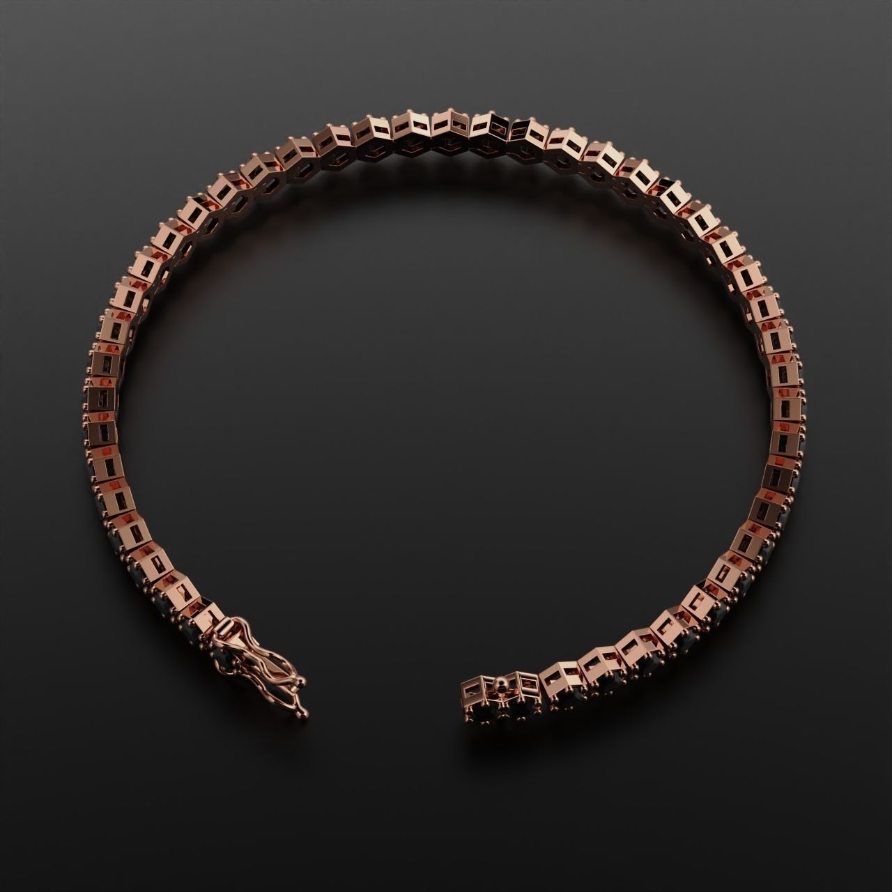 Hexagon Tennis Braclet 3mm Round Gem 3D print model_11