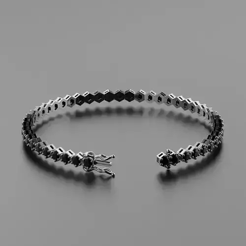 Hexagon Tennis Braclet 3mm Round Gem 3D print model