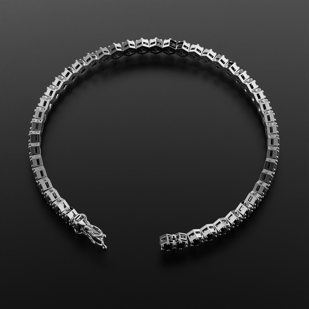 Hexagon Tennis Braclet 3mm Round Gem 3D print model_9