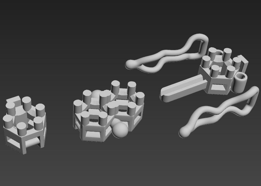 Hexagon Tennis Braclet 3mm Round Gem 3D print model_15