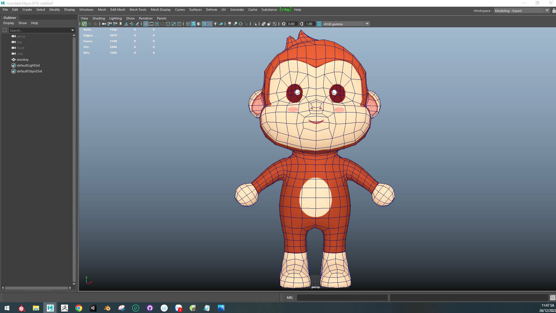 Character010 Animated Monkey 3D Low-poly 3D model_7