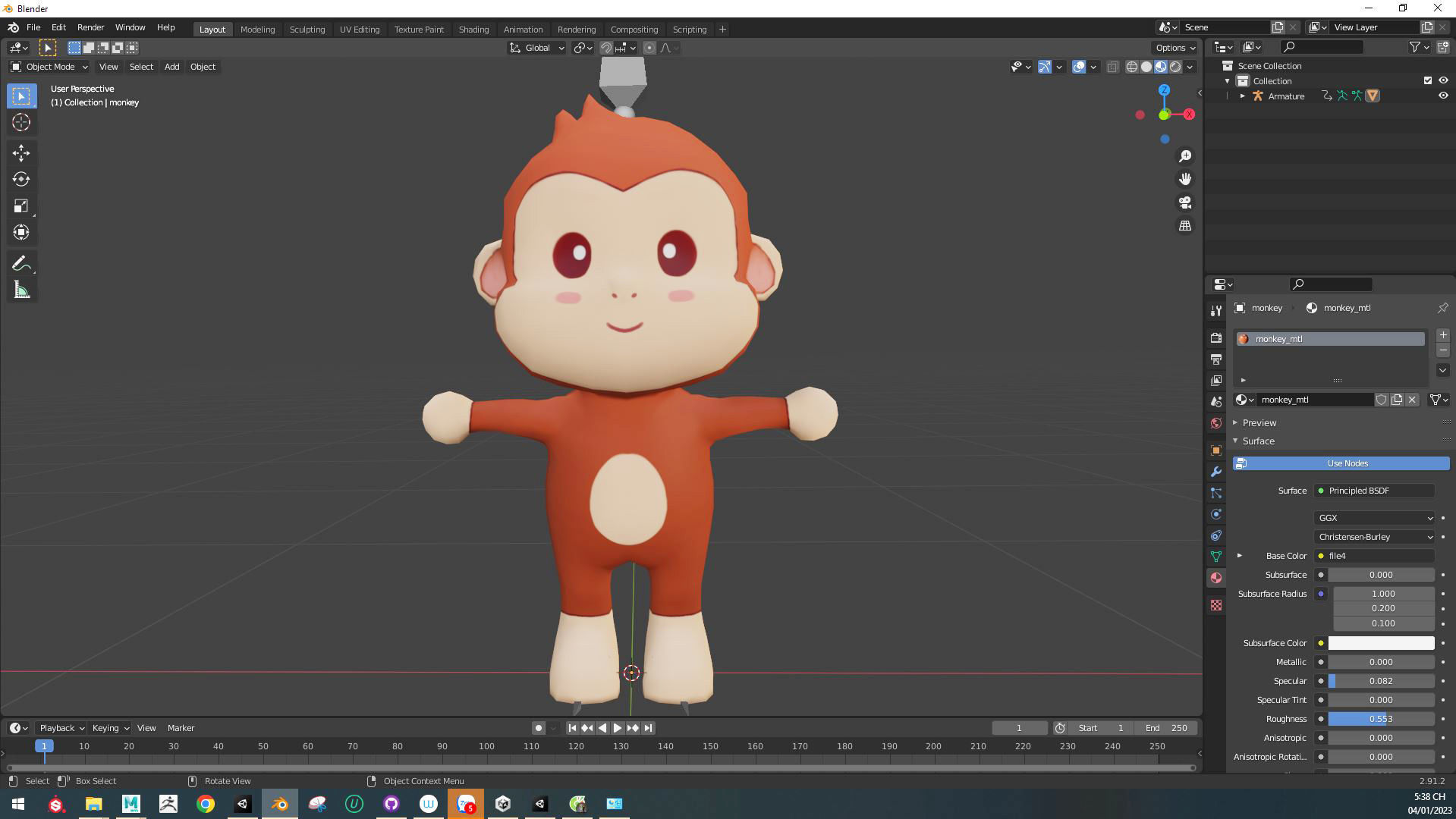Character010 Animated Monkey 3D Low-poly 3D model_5