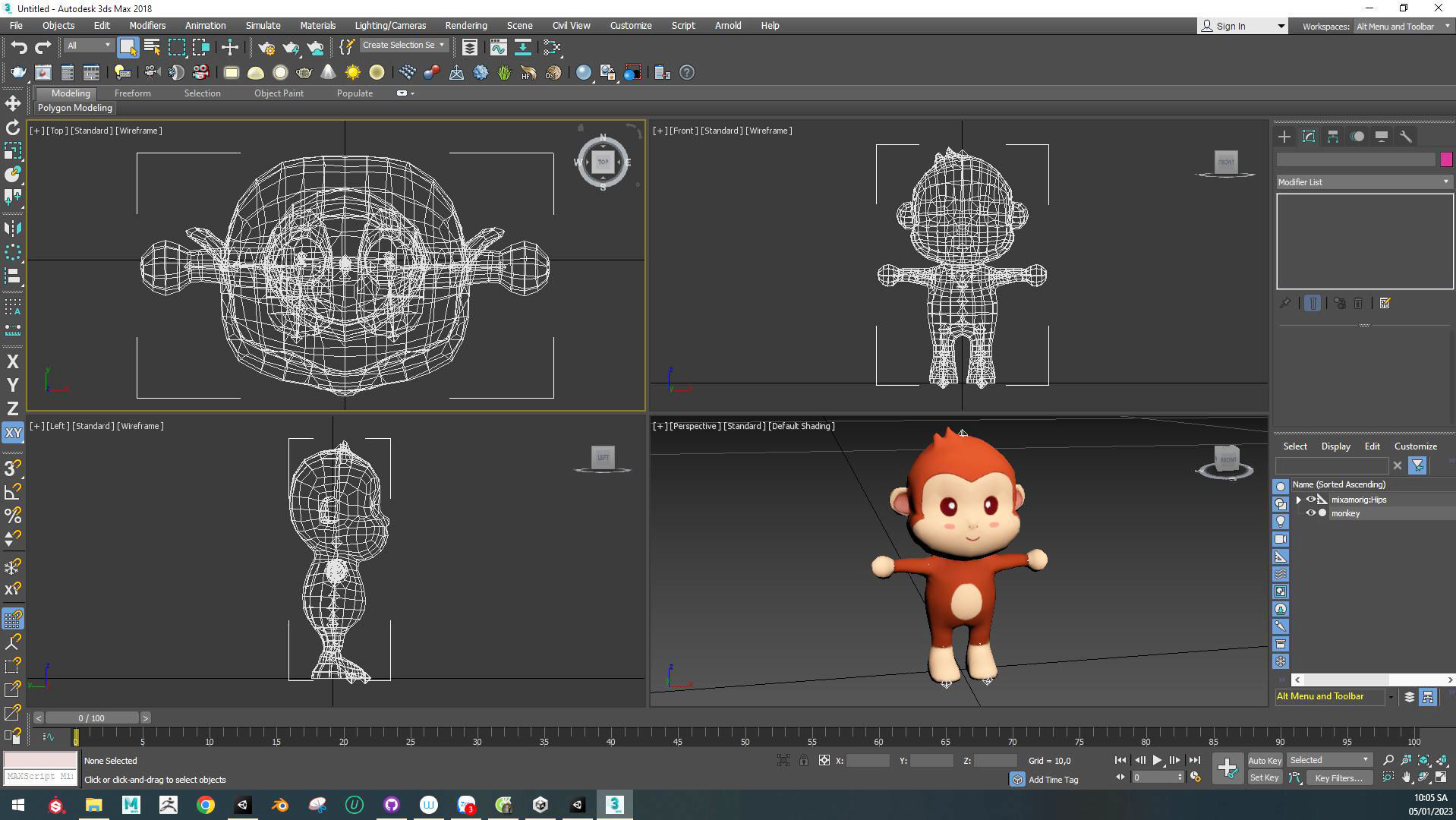 Character010 Animated Monkey 3D Low-poly 3D model_6