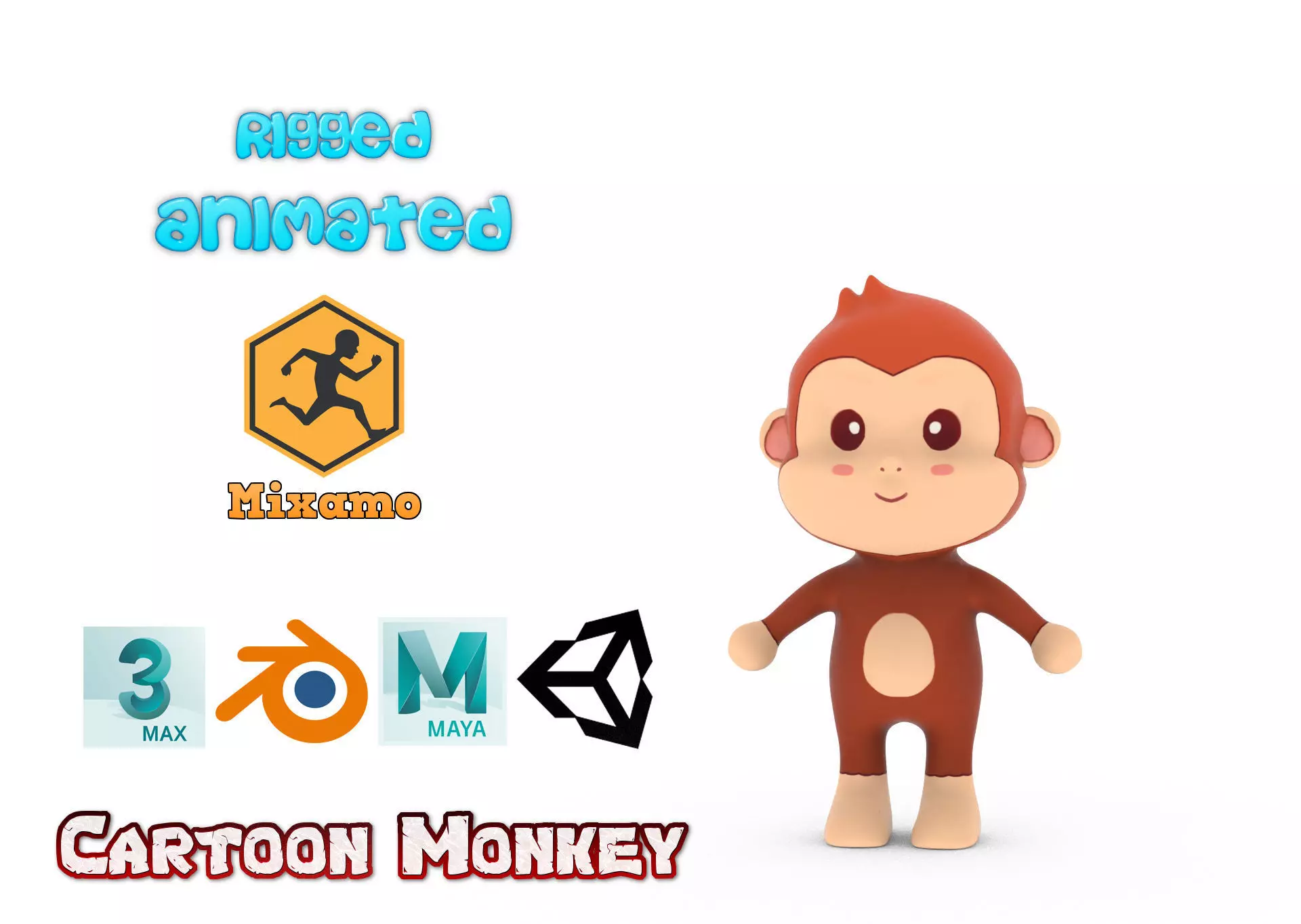 Character010 Animated Monkey 3D Low-poly 3D model_0