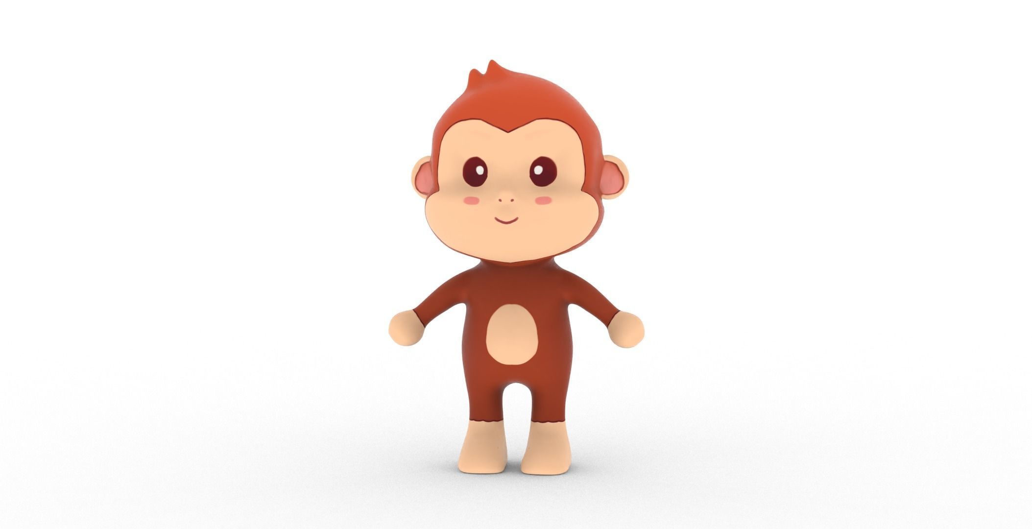 Character010 Animated Monkey 3D Low-poly 3D model_9