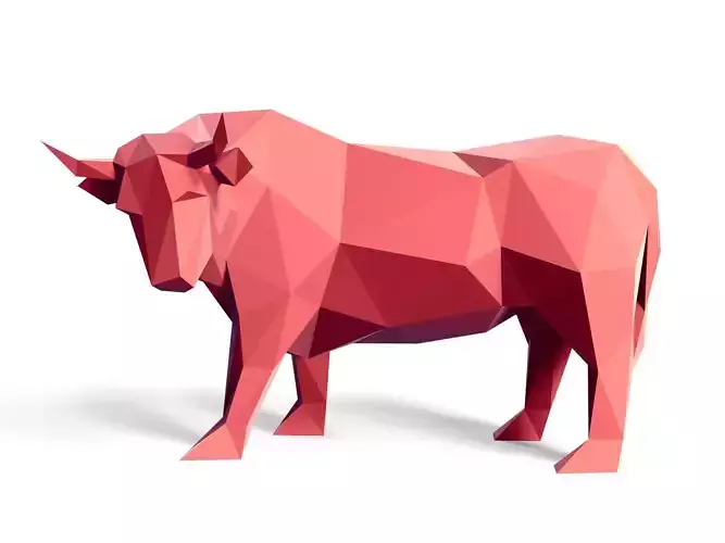 Low Poly Bull Figurine