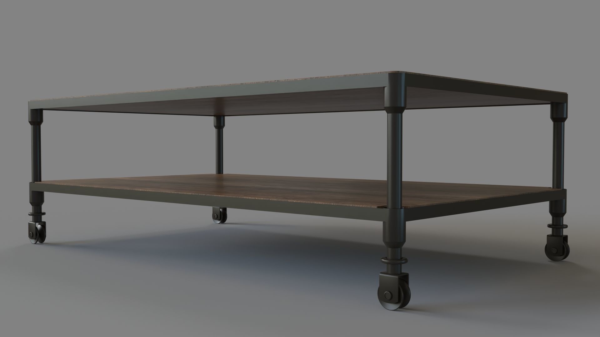 Dutch Industrial Coffee Table And Rust Metal 3D model_4